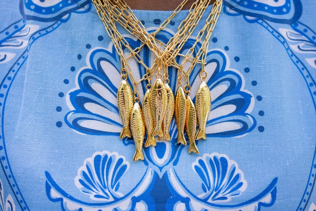 Fish Beach Town Charm Necklace – 18K Gold Plated