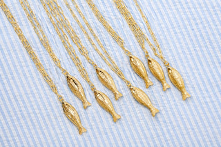 Fish Beach Town Charm Necklace – 18K Gold Plated