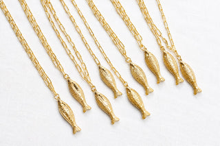 Fish Beach Town Charm Necklace – 18K Gold Plated