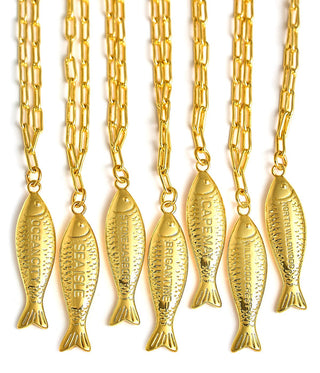 Fish Beach Town Charm Necklace – 18K Gold Plated