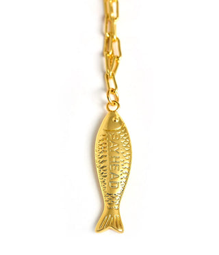 Fish Beach Town Charm Necklace – 18K Gold Plated