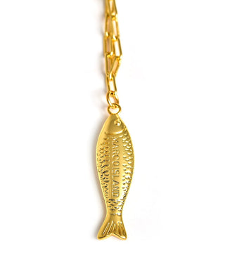 Fish Beach Town Charm Necklace – 18K Gold Plated