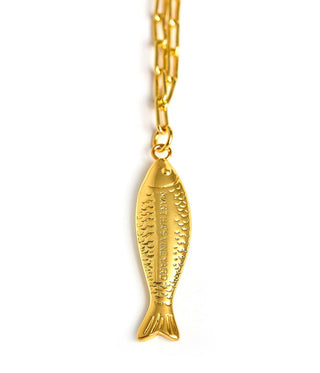 Fish Beach Town Charm Necklace – 18K Gold Plated