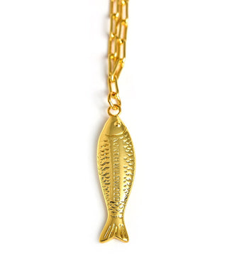 Fish Beach Town Charm Necklace – 18K Gold Plated