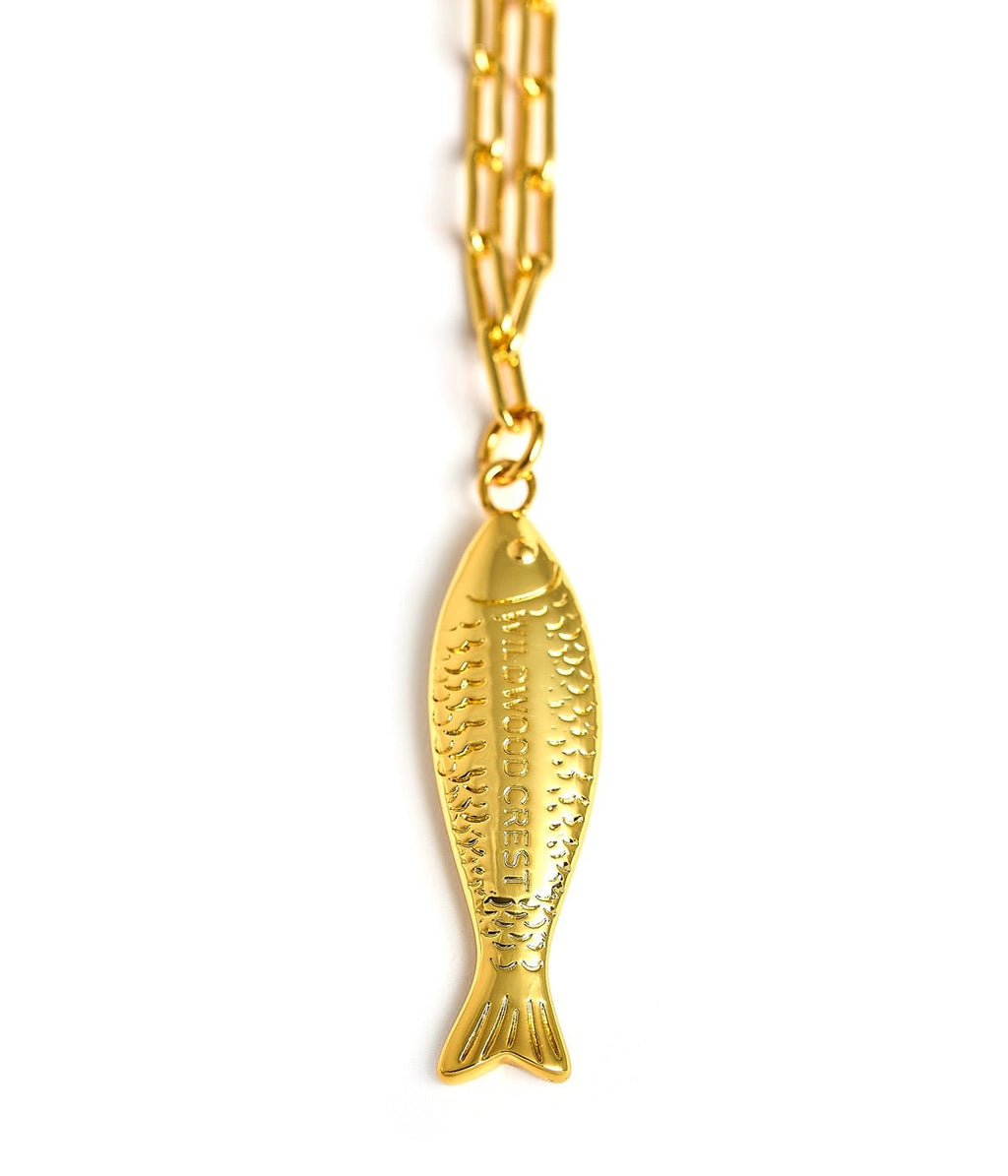 Fish Beach Town Charm Necklace – 18K Gold Plated