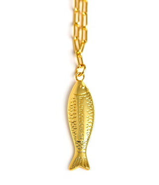 Fish Beach Town Charm Necklace – 18K Gold Plated