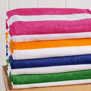 Elegant Cotton Velour Cabana Stripe Beach Towel – Novia Collection