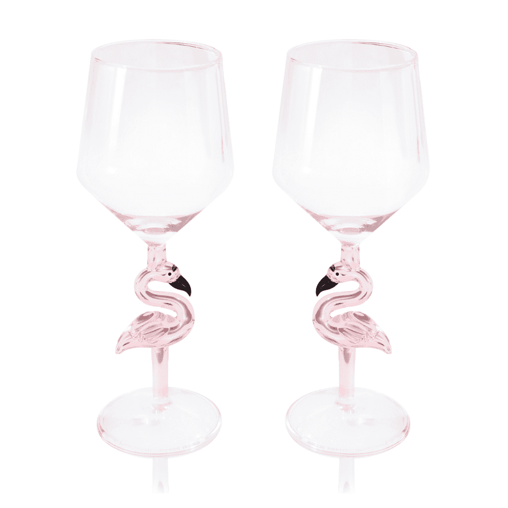 Hand-Blown 3D Flamingo Wine Glasses – Set of 2