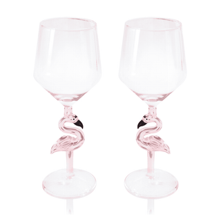 Hand-Blown 3D Flamingo Wine Glasses – Set of 2