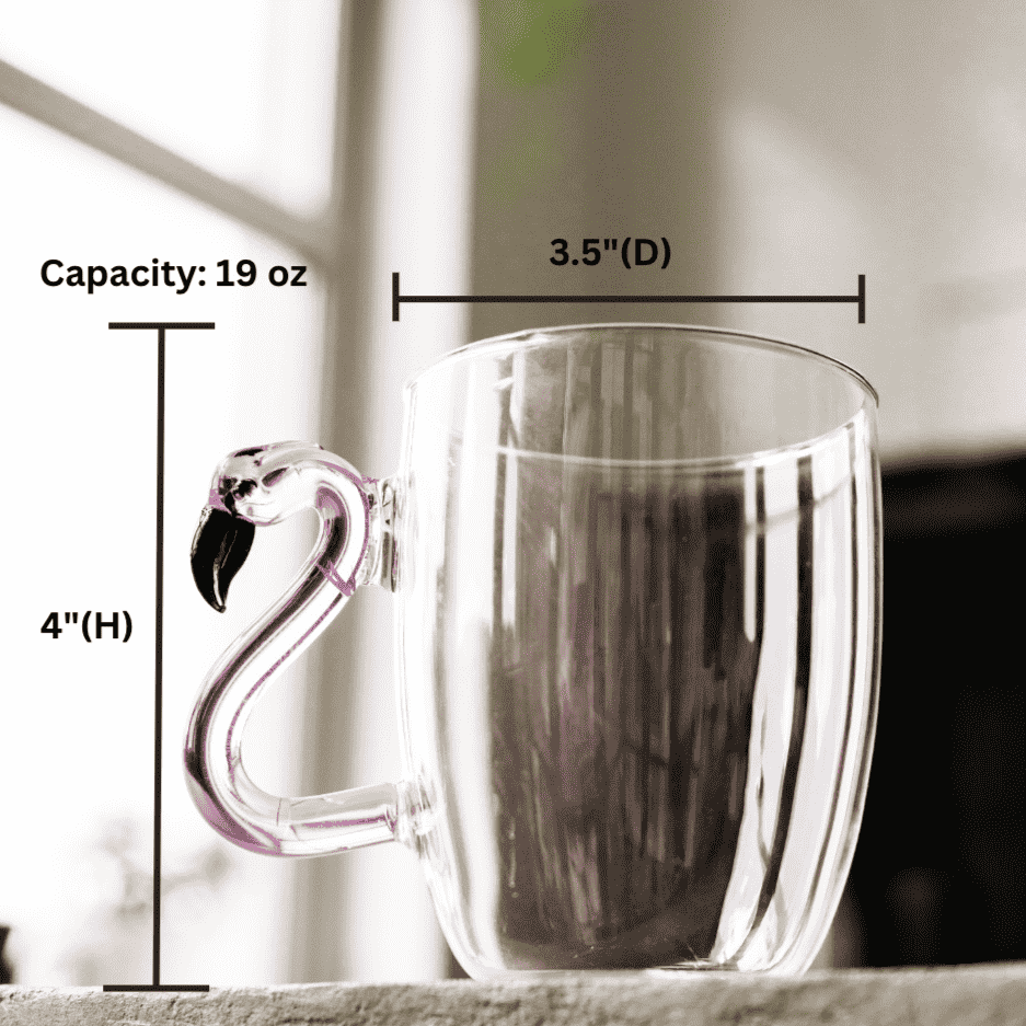 3D Pink Flamingo Glass Mugs – Set of 2