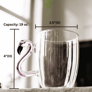 3D Pink Flamingo Glass Mugs – Set of 2