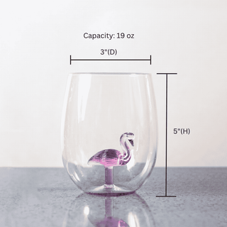 3D Pink Flamingo Stemless Wine Glasses – Set of 2