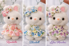 Blossom Bunny Keychain – Plush Floral Rabbit Charm in Mystery Tin Gift Box