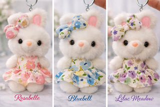 Blossom Bunny Keychain – Plush Floral Rabbit Charm in Mystery Tin Gift Box