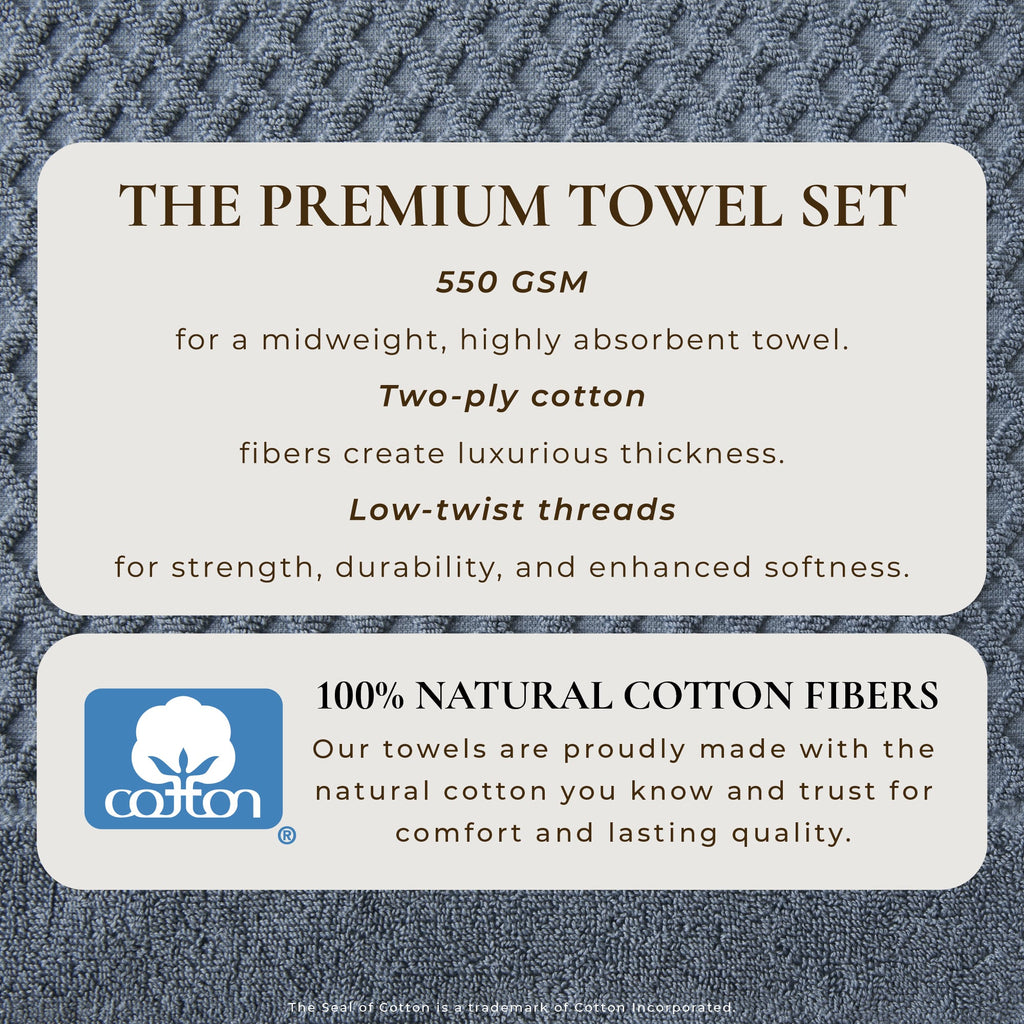 Grayson Cotton Diamond Waffle Weave Bath Towel Set