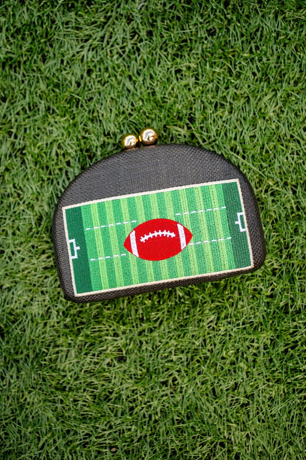 Football Embroidered Game Day Clutch