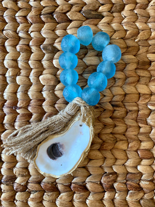 Tide Pool Sea Glass Bead Accent with 18K Gold Gilded Oyster