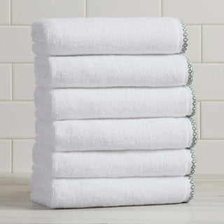 Elegant Cotton Border-Stitched Towel Set – Valery Collection (6-Piece)