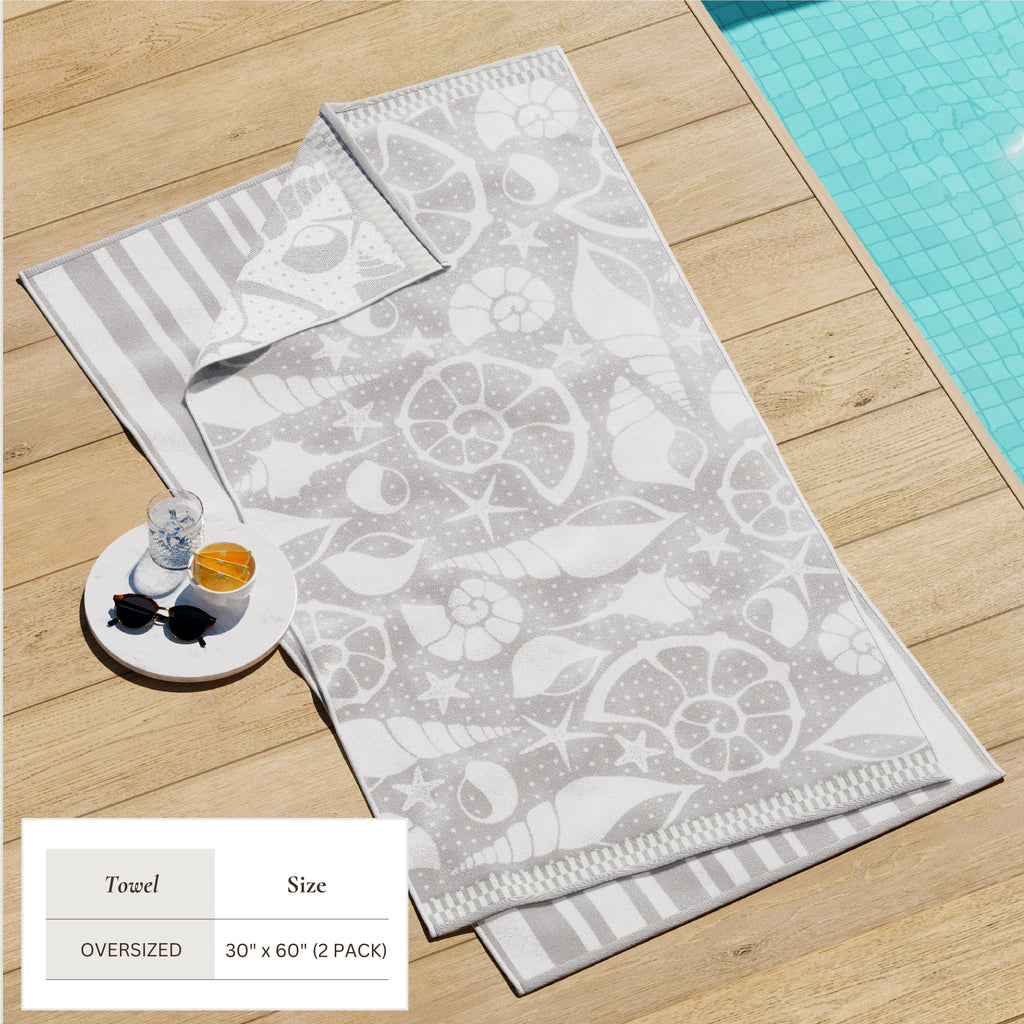 Elegant Cotton Velour Beach Towel Set – Maui Collection (2-Pack)