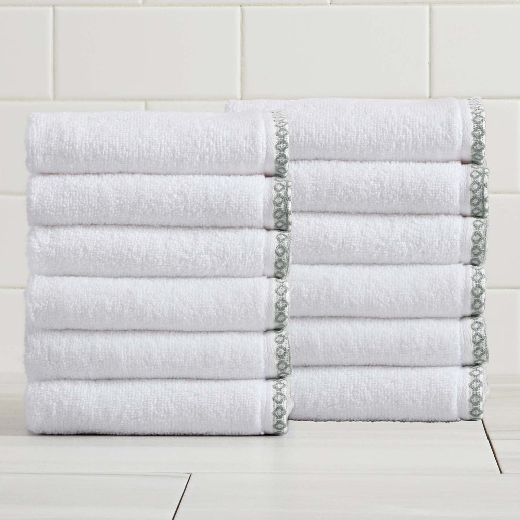 Elegant Cotton Border-Stitched Towel Set – Valery Collection (6-Piece)