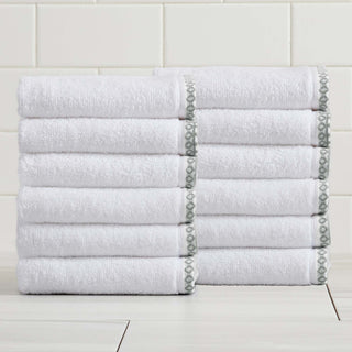 Elegant Cotton Border-Stitched Towel Set – Valery Collection (6-Piece)