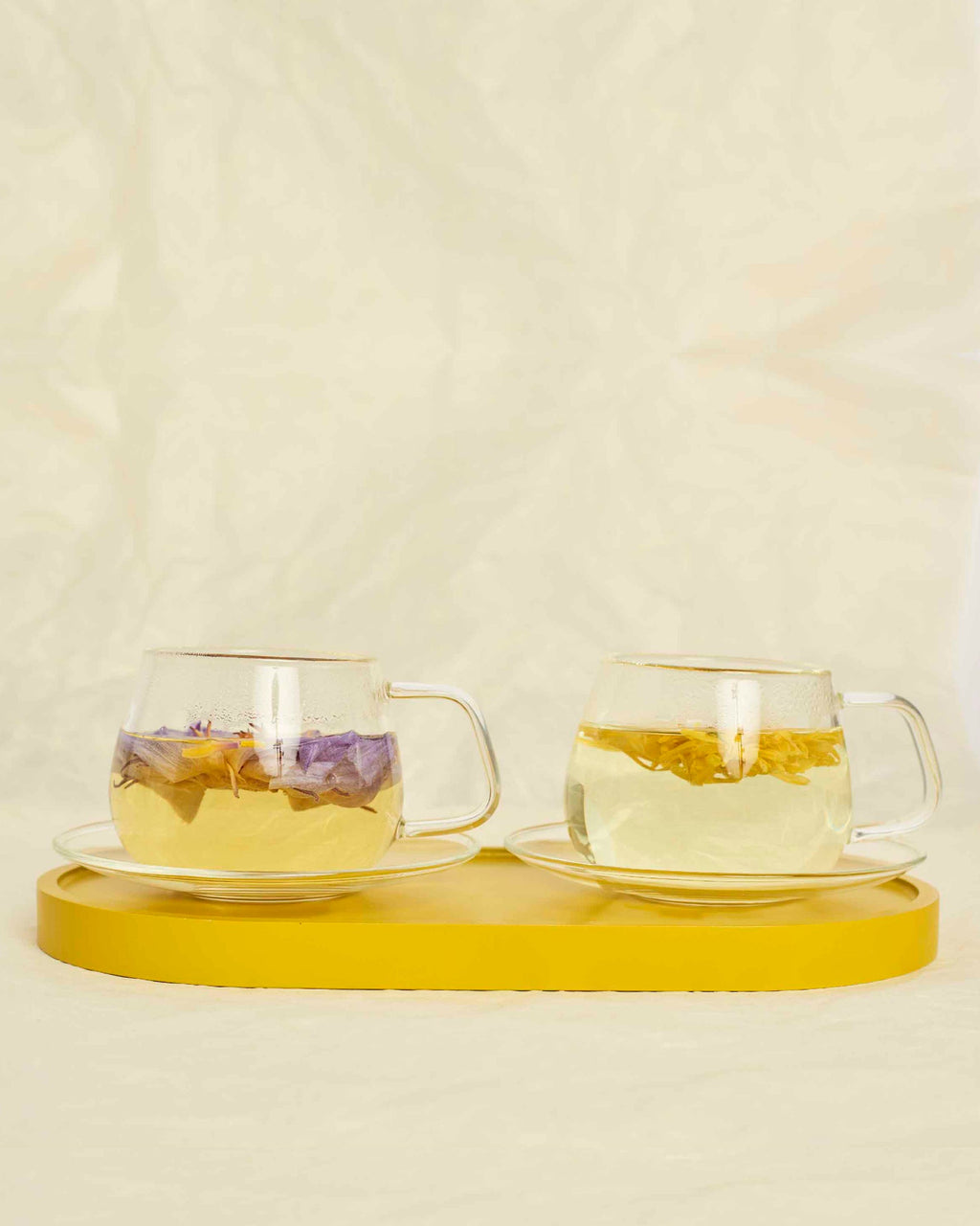 Glass Cups & Saucers Set (2) – Heat-Resistant Borosilicate Tea Cups