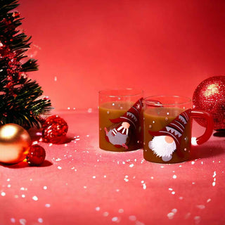 3D Christmas Gnome Glass Coffee Mug