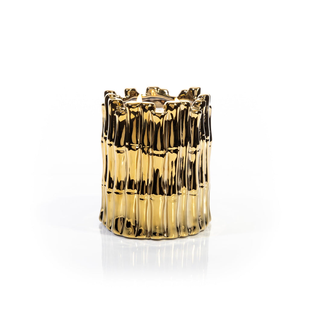 Gold Sagano Candle – Elegant Bamboo Scented Candle in Gold Jar