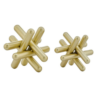 Gold Metal Geometric Sculptures - Set of 2 - Anara Lifestyle