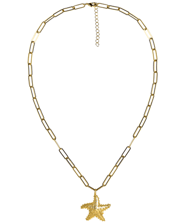 18K Gold Plated Puffy Starfish Charm Necklace