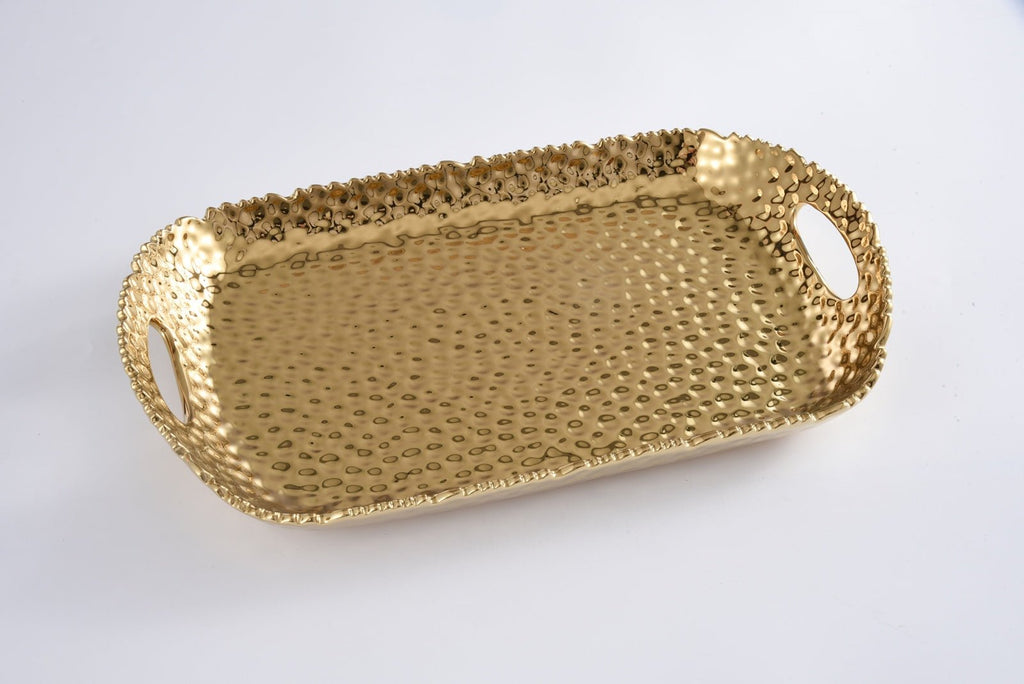 Gold Rectangular Tray with Handles - Anara Lifestyle