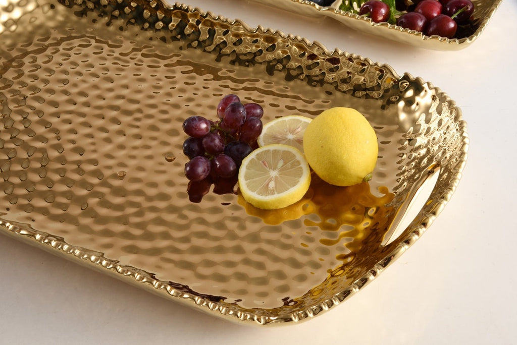 Gold Rectangular Tray with Handles - Anara Lifestyle