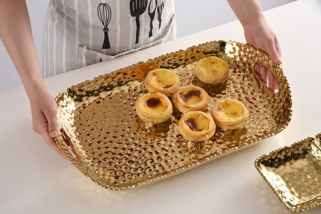 Gold Rectangular Tray with Handles - Anara Lifestyle