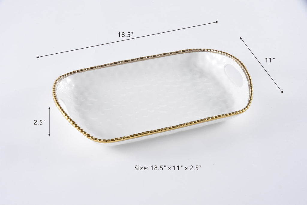 Golden Salerno Rectangular Tray with Handles - Anara Lifestyle