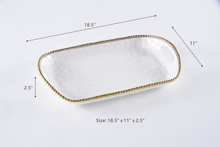 Golden Salerno Rectangular Tray with Handles - Anara Lifestyle