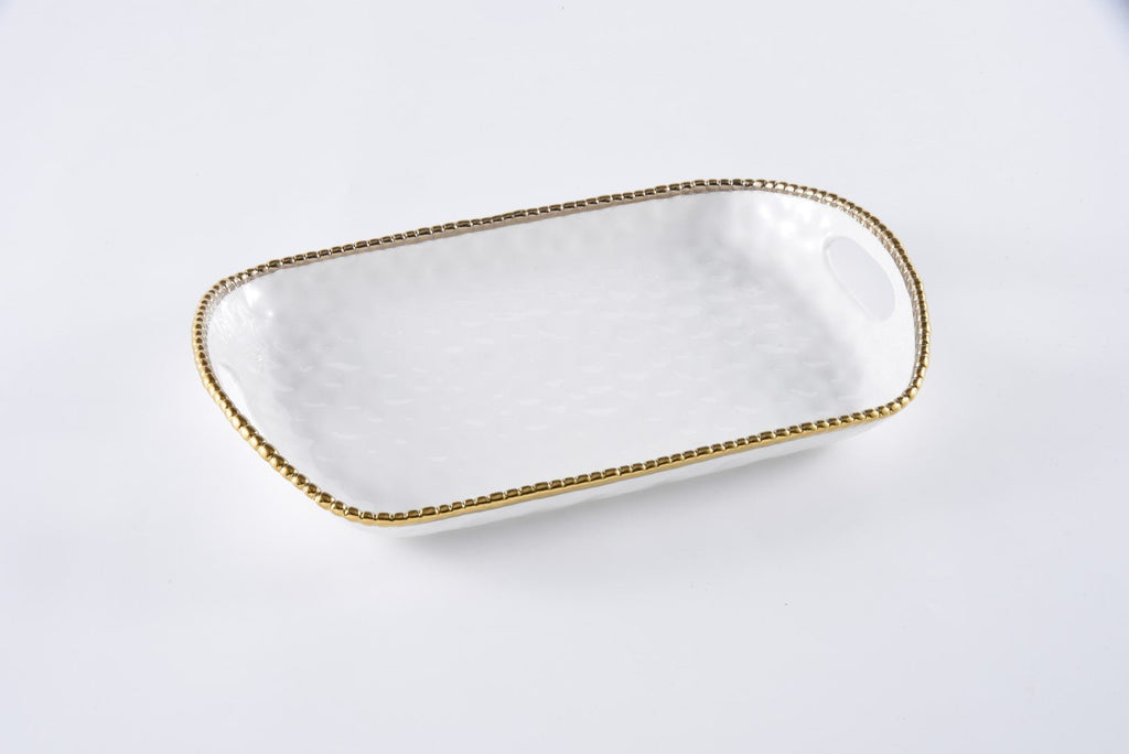 Golden Salerno Rectangular Tray with Handles - Anara Lifestyle