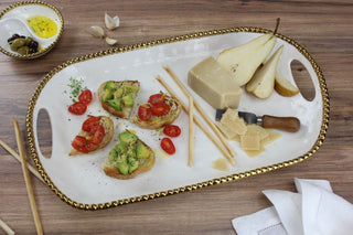 Golden Salerno Rectangular Tray with Handles - Anara Lifestyle