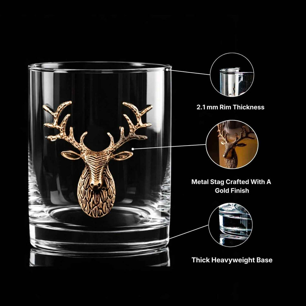 Gold Stag Crystal Whiskey Glasses – Set of 2