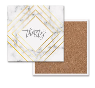 Golden Geometric Thirsty Coasters – Modern Ceramic Square & Diamond Designs