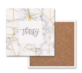 Golden Geometric Thirsty Coasters – Modern Ceramic Square & Diamond Designs