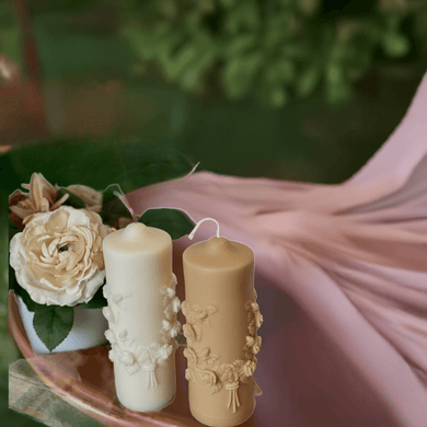 Floral Pillar Scented Candle - Eco-Friendly Soy Wax Aroma