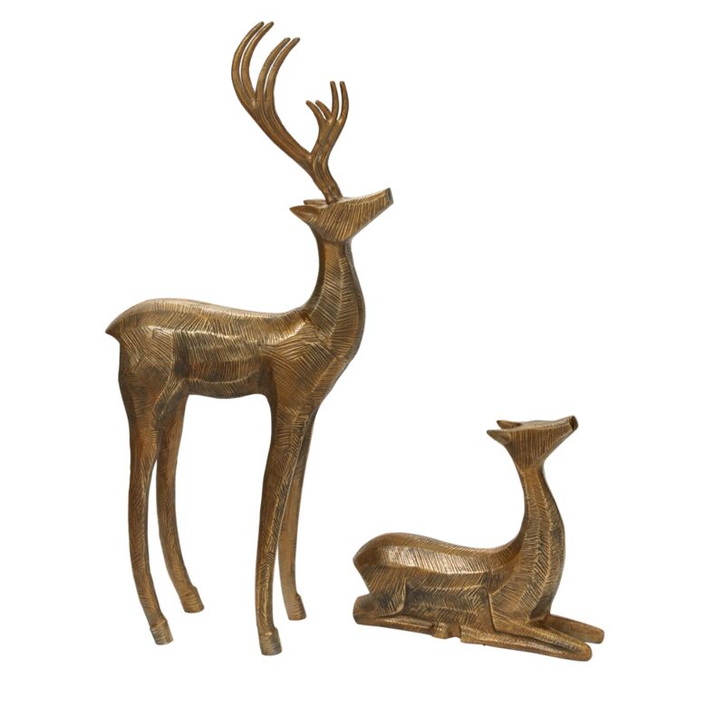 Grace and Grandeur: Antique Gold Standing & Sitting Prancer Statue - Anara Lifestyle