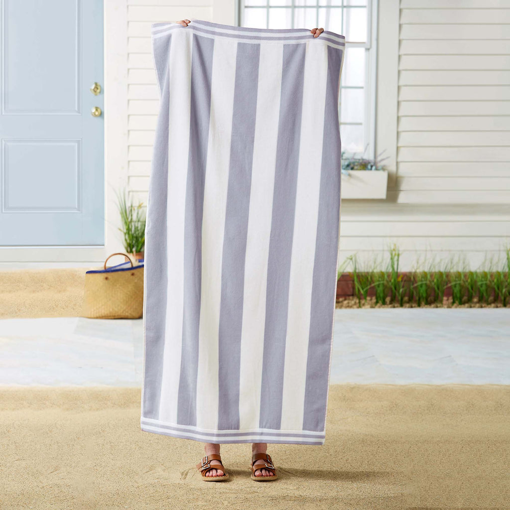 Elegant Oversized Striped Cabana Beach Towel – Edgartown Collection