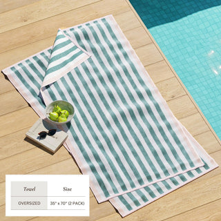 Santa Cruz Oversized Striped Border Cabana Beach Towel