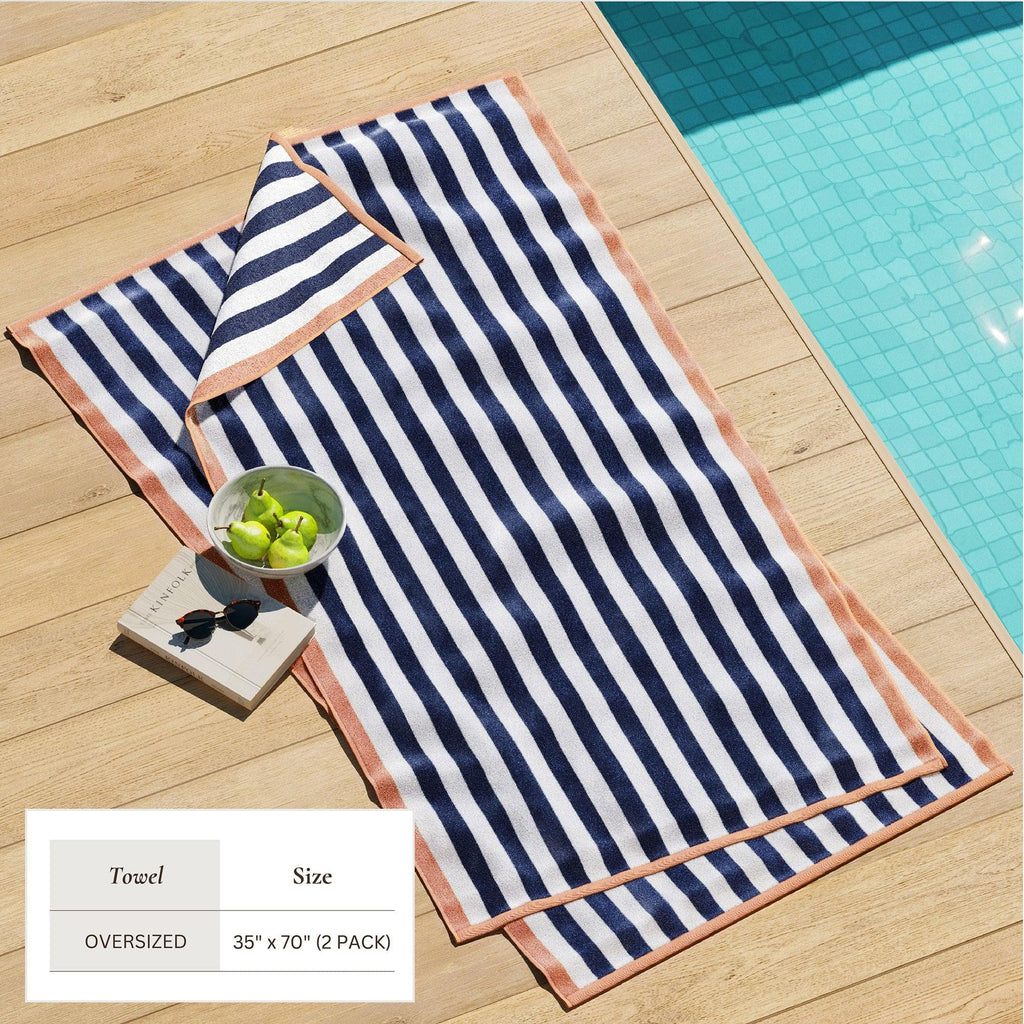 Santa Cruz Oversized Striped Border Cabana Beach Towel