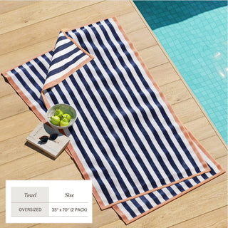 Santa Cruz Oversized Striped Border Cabana Beach Towel