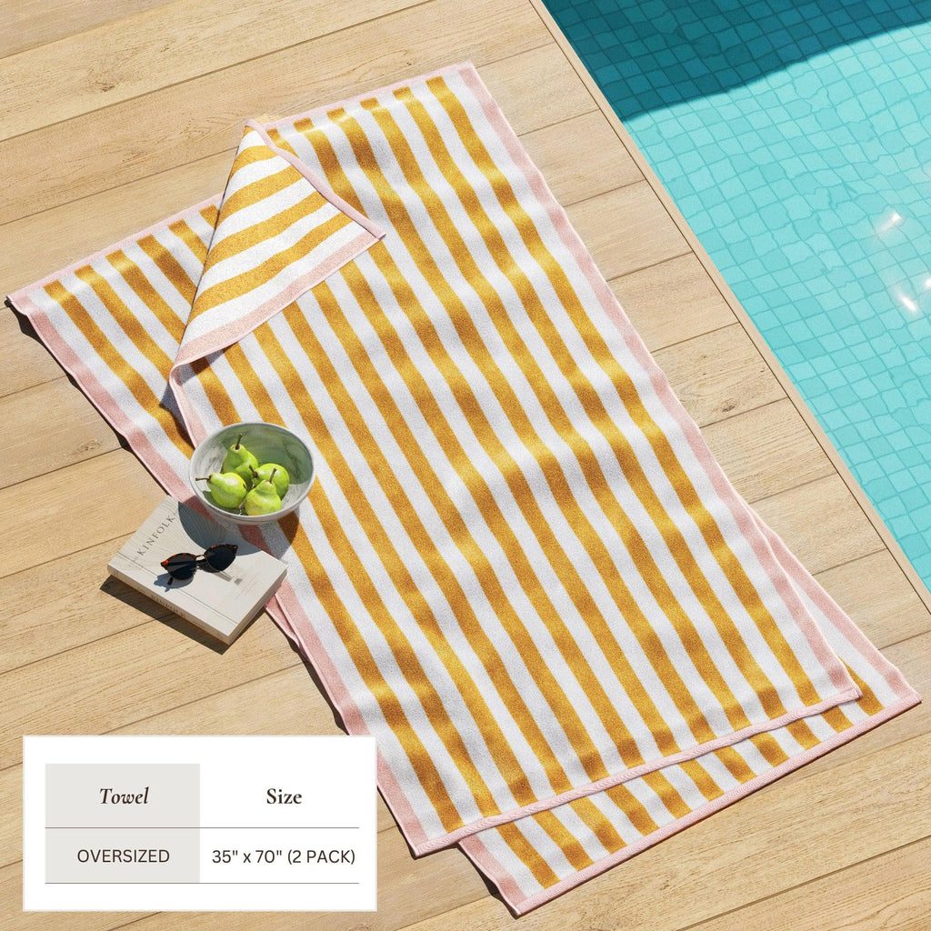 Santa Cruz Oversized Striped Border Cabana Beach Towel