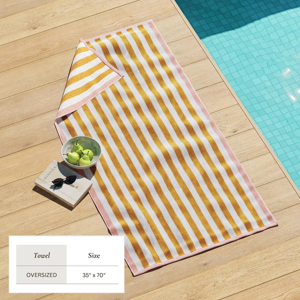 Santa Cruz Oversized Striped Border Cabana Beach Towel
