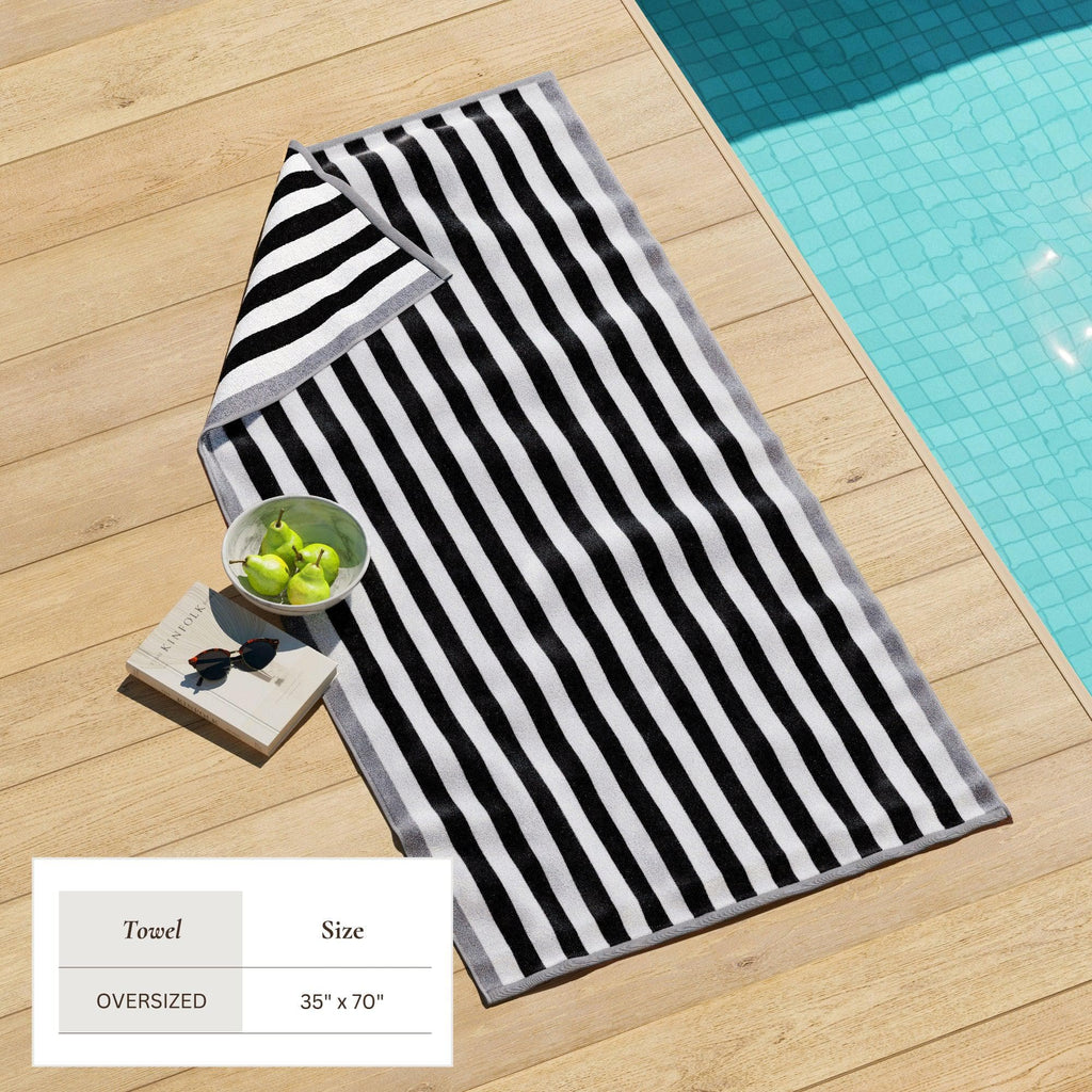 Santa Cruz Oversized Striped Border Cabana Beach Towel