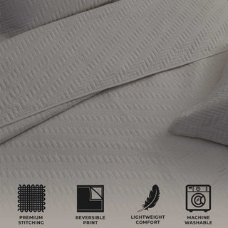 Elegant Herringbone Stitched Quilt Set – Louise Collection (3-Piece)